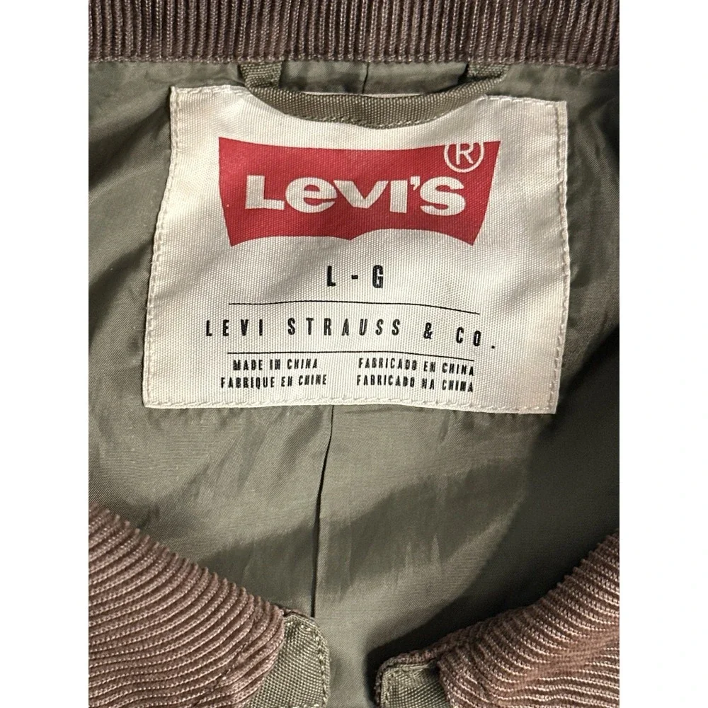 Levis Men's Large Barn Field Zip Jacket Vented Polyester/Cotton Corduroy Collar